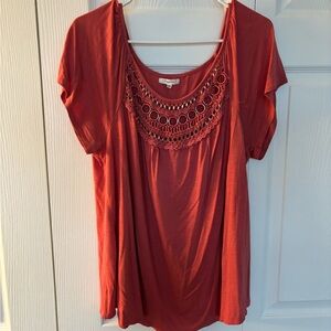 Maurices Pink Crochet Accent Blouse